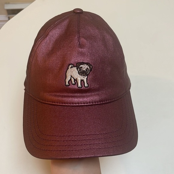 ❤️ 🆕 Metallic Pug Puppy Dog Mom Baseball Hat Cap Doggo Pupper Doge Maroon wine - Picture 4 of 7